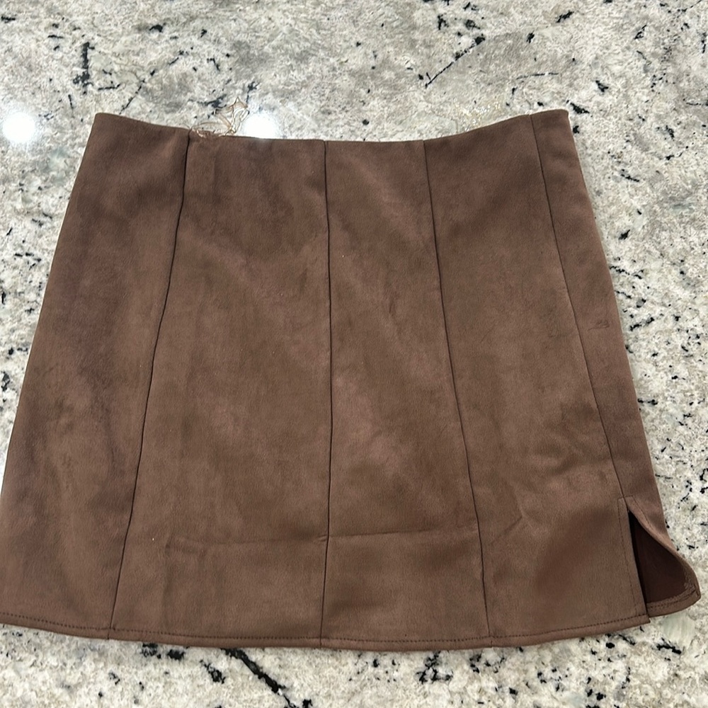 Brown Suede Mini Skirt